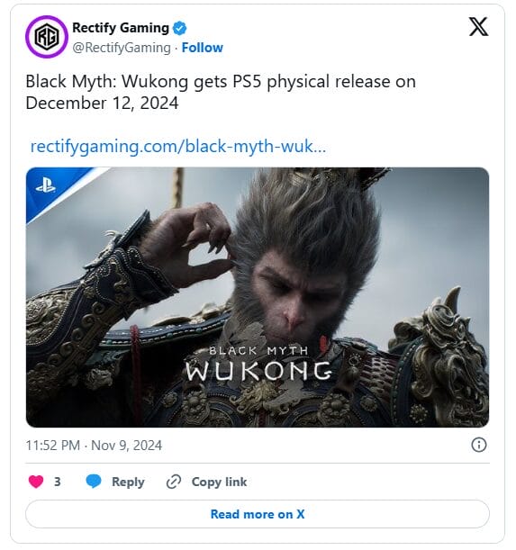 black myth wukong ps5 physical edition arrives december 12